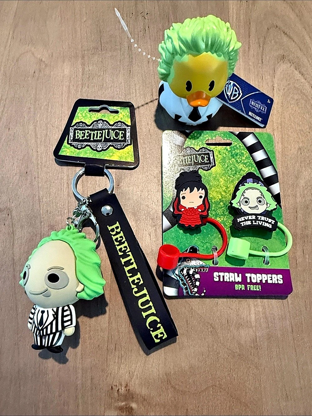 Beetlejuice Keychains & Straw Toppers NWT